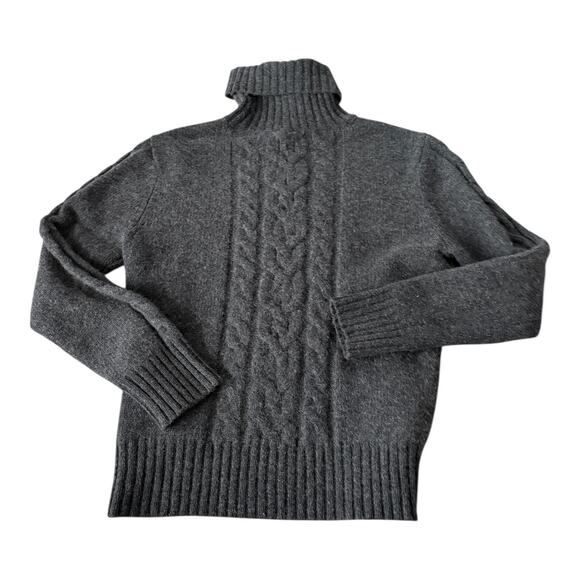 Vintage Wool Angora Cable Knit Turtleneck Sweater M Gray Cozy Outdoor Winter - Picture 7 of 7